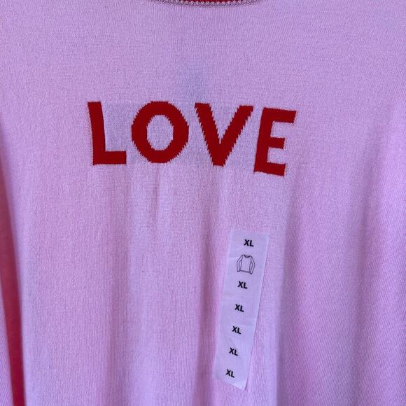 Old Navy Women's Classic Crew Neck Pink Love Sweater Size XL. NEW - Picture 4 of 7